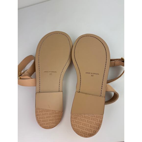 TKEES Women's Flip Flop Size 8 Beige Leather Ankle Strap Sandals Brazil RARE NEW - Picture 4 of 4